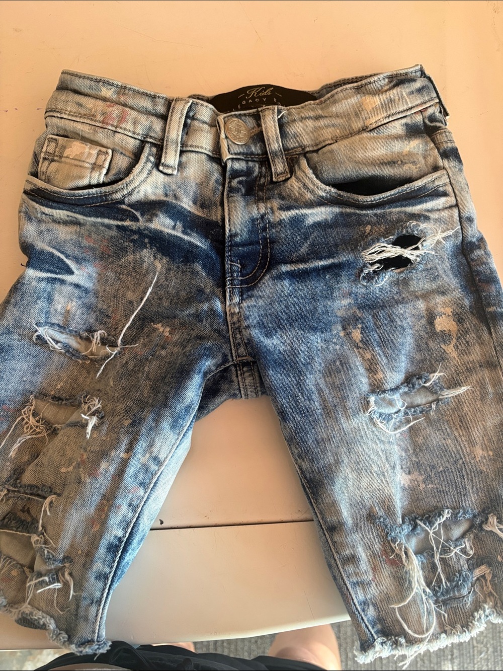 Jordan Craig Boys Distressed Light Blue Denim Shorts